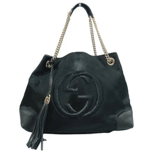 Load image into Gallery viewer, Gucci  Soho Pebbled Calfskin Medium Chain Shoulder Bag Black
