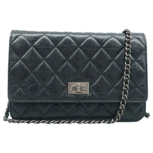 Load image into Gallery viewer, Chanel WOC Distressed Patent Calfskin Quilted Reissue Wallet On Chain  Black
