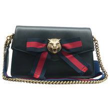 Load image into Gallery viewer, Gucci  Broadway Nappa Sylvie Web Tiger Leather Shoulder Bag Black
