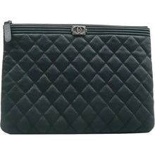 Load image into Gallery viewer, CHANEL Boy Leather Clutch Bag Black
