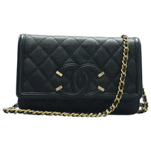 Load image into Gallery viewer, Chanel  CC Filigree Small Flap Caviar Leather Shoulder Bag Black
