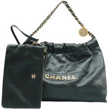 Load image into Gallery viewer, CHANEL Chanel 22 Black W/P Leather Shoulder Bag Black
