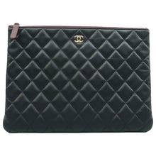 Load image into Gallery viewer, Chanel Large Cosmetic Case Lambskin Quilted  Clutch Bag Black
