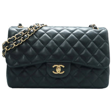 Load image into Gallery viewer, Chanel  Classic Jumbo Double Flap Lambskin Leather Shoulder Bag Black
