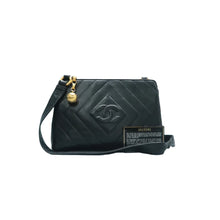 Load image into Gallery viewer, Chanel Camera Case Lambskin Chevron Quilted Tassel Shoulder Bag Black
