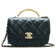 Load image into Gallery viewer, Chanel  Lambskin Quilted Small Chain Infinity Top Handle Flap Black
