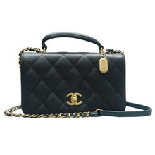 Load image into Gallery viewer, CHANEL Top Handle Leather Satchel Bag Black
