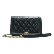 Load image into Gallery viewer, Chanel Wallet On Chain Boy Leather Shoulder Bag Black
