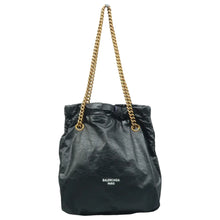 Load image into Gallery viewer, BALENCIAGA Crush Leather Shoulder Bag Black
