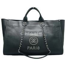 Load image into Gallery viewer, CHANEL DeauVille Leather Satchel Bag Black
