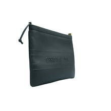 Load image into Gallery viewer, DIOR Embossed Logo Calfskin Leather Zip Clutch Black
