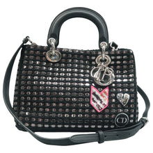 Load image into Gallery viewer, CHRISTIAN DIOR Diorissimo Metallic Tweed Satchel Bag Black
