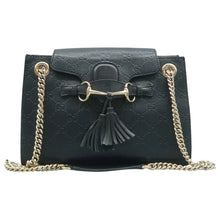 Load image into Gallery viewer, Gucci Emily Medium GG Guccissima Patent Leather Chain Shoulder Bag Black
