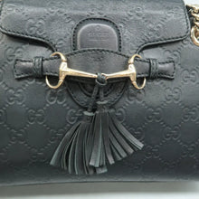 Load image into Gallery viewer, Gucci Emily Medium GG Guccissima Patent Leather Chain Shoulder Bag Black
