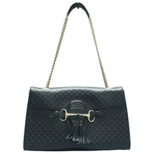 Load image into Gallery viewer, Gucci Emily Medium GG Guccissima Patent Leather Chain Shoulder Bag Black
