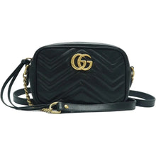 Load image into Gallery viewer, GUCCI GG Marmont Leather Shoulder Bag Black
