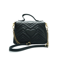 Load image into Gallery viewer, GUCCI GG Marmont Leather Satchel Bag Black
