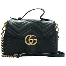 Load image into Gallery viewer, GUCCI GG Marmont Leather Satchel Bag Black
