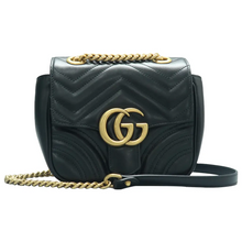 Load image into Gallery viewer, GUCCI GG Marmont Leather Shoulder Bag Black
