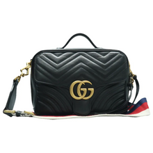 Load image into Gallery viewer, Gucci GG Marmont Leather Satchel Bag Black
