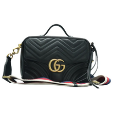 Load image into Gallery viewer, GUCCI GG Marmont Leather Satchel Bag Black
