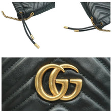 Load image into Gallery viewer, GUCCI GG Marmont Matelasse Chevron Leather Bucket Crossbody Bag Black
