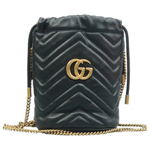 Load image into Gallery viewer, GUCCI GG Marmont Matelasse Chevron Leather Bucket Crossbody Bag Black
