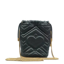 Load image into Gallery viewer, GUCCI GG Marmont Matelasse Chevron Leather Bucket Crossbody Bag Black
