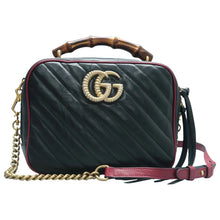 Load image into Gallery viewer, Gucci GG Marmont Bamboo  Leather Satchel Bag Black
