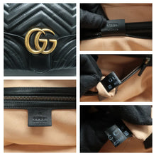 Load image into Gallery viewer, Gucci  Sylvie Web Small GG Marmont Calfskin Matelasse Top Handle Shoulder Bag Black
