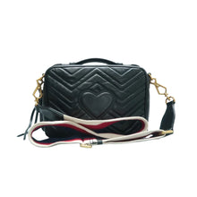 Load image into Gallery viewer, Gucci  Sylvie Web Small GG Marmont Calfskin Matelasse Top Handle Shoulder Bag Black
