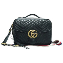 Load image into Gallery viewer, Gucci GG Marmont Leather Satchel Bag Black
