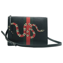 Load image into Gallery viewer, GUCCI Kingsnake Leather Shoulder Bag Black
