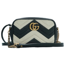 Load image into Gallery viewer, Gucci GG Marmont Small Matelasse Chevron Leather Camera Bag Black/White
