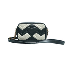 Load image into Gallery viewer, Gucci GG Marmont Small Matelasse Chevron Leather Camera Bag Black/White
