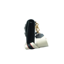 Load image into Gallery viewer, Gucci  Web Crystal Butterfly Stripe Small Totem Calfskin Shoulder Bag Black
