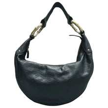 Load image into Gallery viewer, Gucci  Guccissima Half Moon Bamboo Ring Hobo Black
