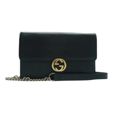 Load image into Gallery viewer, GUCCI Interlocking Leather Shoulder Bag Black
