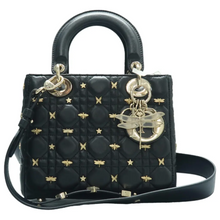 Load image into Gallery viewer, Christian Dior Lady Dior Dragonfly Leather Satchel Bag Black
