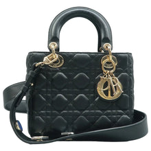 Load image into Gallery viewer, Christian DIOR Lady Dior Leather Satchel Bag Black
