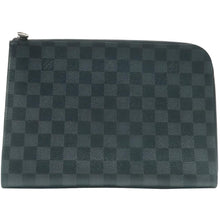 Load image into Gallery viewer, LOUIS VUITTON Voyage Leather Clutch Bag Black
