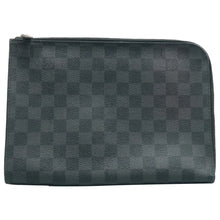 Load image into Gallery viewer, Louis Vuitton Pochette Jour Damier Graphite Canvas Clutch Bag Black
