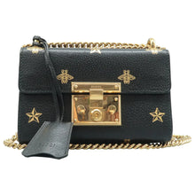 Load image into Gallery viewer, Gucci Bee Star Small Padlock Grained Calfskin Shoulder Bag Black
