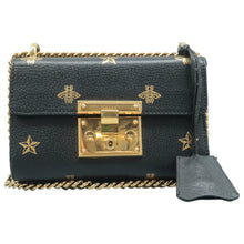 Load image into Gallery viewer, Gucci  Small Padlock Bee Star Grained Calfskin Shoulder Bag Black
