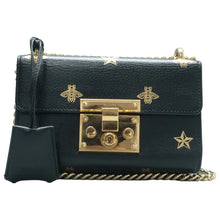 Load image into Gallery viewer, Gucci Small Padlock Bee Star Grained Calfskin Shoulder Bag Black
