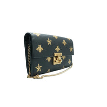 Load image into Gallery viewer, Gucci Padlock Bee Star Leather Crossbody Bag Black
