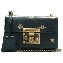 Load image into Gallery viewer, Gucci Bee Star Small Padlock Grained Calfskin Shoulder Bag Black
