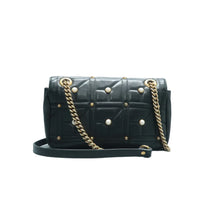 Load image into Gallery viewer, GUCCI Pearly GG Marmont Flap Leather Crossbody Bag Black
