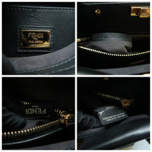 Load image into Gallery viewer, Fendi Peekaboo Iconic Vitello Seta Gold Studded Medium Satchel Black
