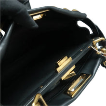 Load image into Gallery viewer, Fendi Peekaboo Iconic Vitello Seta Gold Studded Medium Satchel Black
